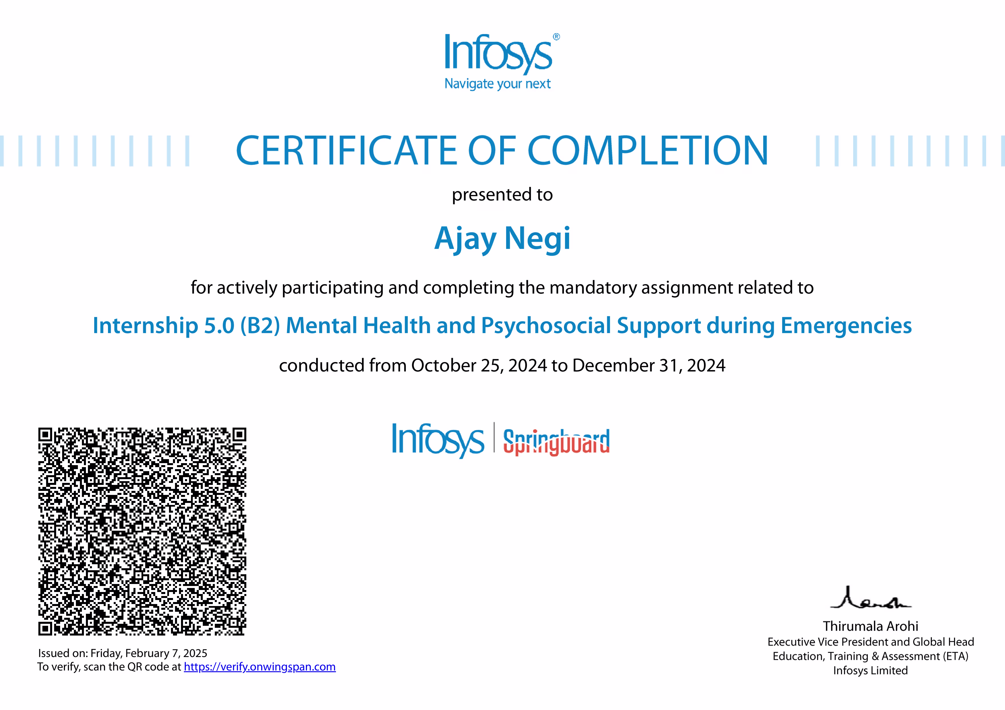 Infosys Internship